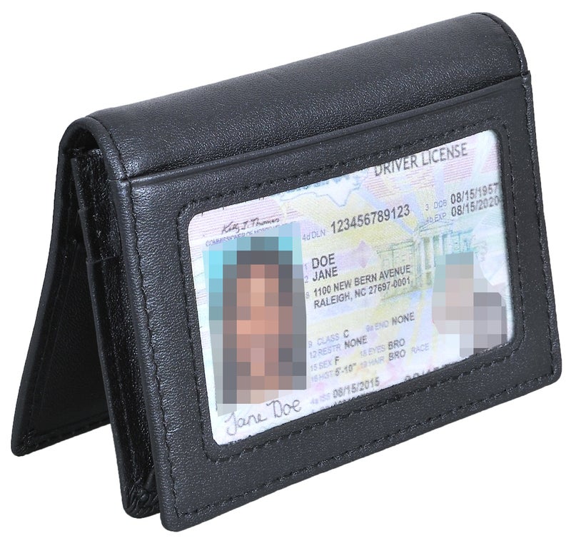 Easyoulife RFID Slim Wallet Men Thin Bifold Front Pocket Wallet Genuine Leather Card Holder (Black) - Image 4